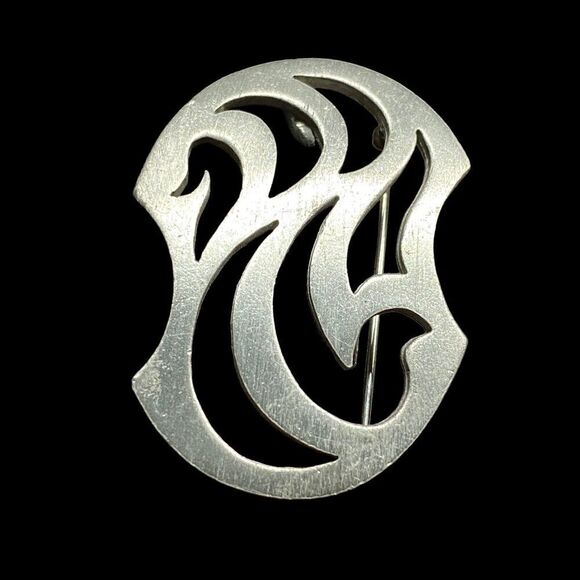 Vintage Kelly Waters Convertible Brooch Pin Pendant Pewter Modernist Signed - Picture 2 of 5